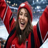 Client Sarah L. at hockey game